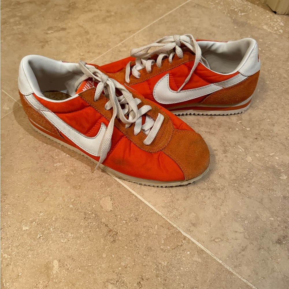 Nike Cortez Women’s Orange and White Sneakers